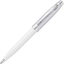 Best Sale 🤩 Sheaffer 100 Ballpoint Pen, White Lacquer & Brushed Chrome ❤️