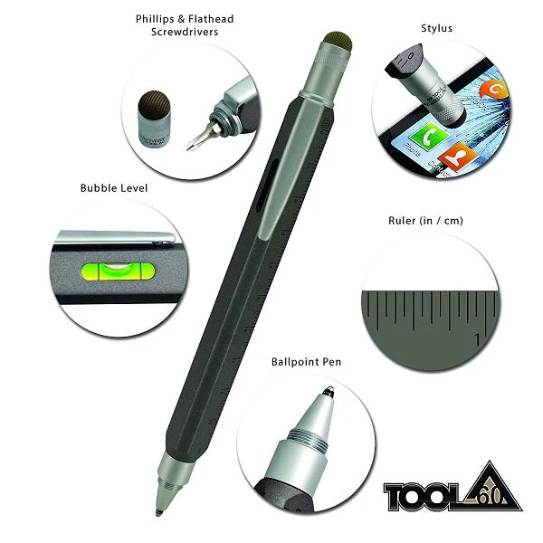 Promo โญ Monteverde Tool 60 Ballpoint Pen & Stylus, Platinum Grey โ๏ธ - Image 2