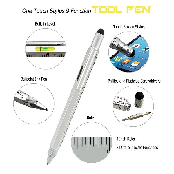 Hot Sale ๐ Monteverde 9 In 1 One Touch Tool Ballpoint Pen & Stylus, Silver โญ - Image 2
