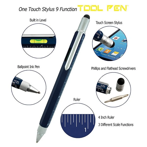 Flash Sale โ๏ธ Monteverde 9 In 1 One Touch Tool Ballpoint Pen & Stylus, Dark Blue โค๏ธ - Image 2