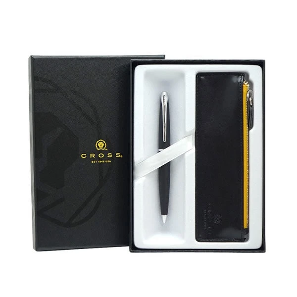 Wholesale ๐ Cross ATX Ballpoint Pen & Leather Pouch, Basalt Black ๐ฅฐ