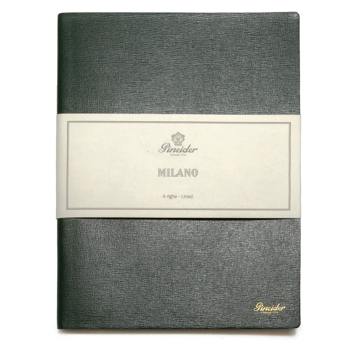 Buy π Pineider Notes Milano Leather Notebook, Green, Lined Ivory Paper π