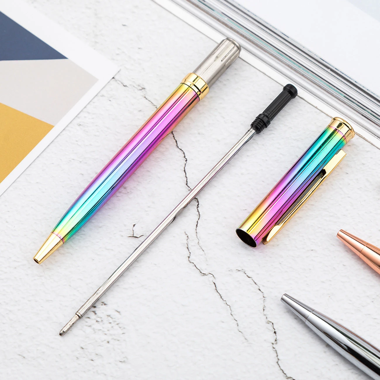 Outlet 🌟 Pen Savings Skyline Metal Rainbow Ballpoint Pen, Gold Plated Accents 😀 - Image 2