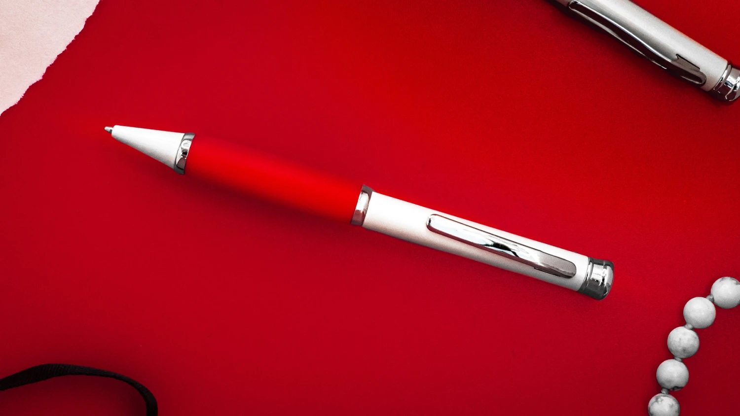 Hot Sale 💯 Pen Savings Executive Metal Ballpoint Pen, Pearl White & Red ✔️ - Image 2